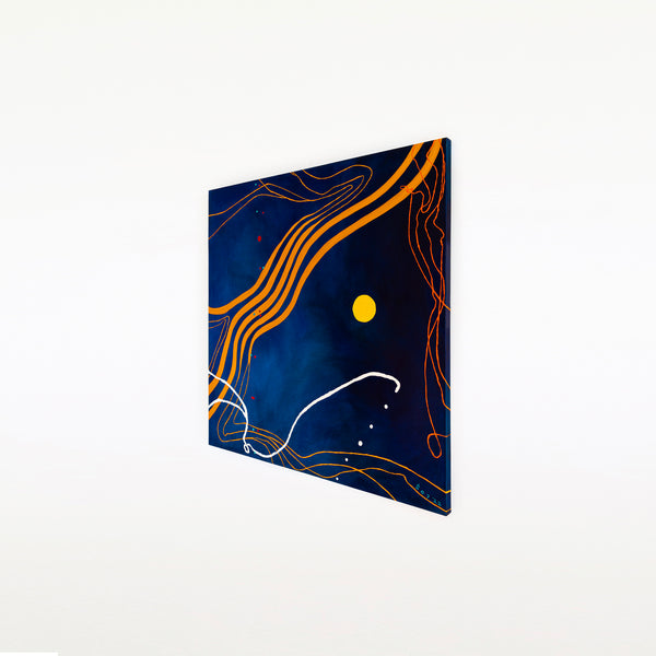 Mixture of Acrylic and Oil in Original Modern Abstract Large painting, Canvas Wall Art | Sonata under the moonlight (48"x48")