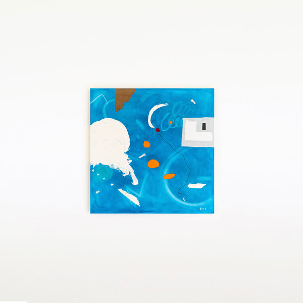 Sky-Blue Abstract Original Oil & Acrylic Painting, Modern Canvas Wall Art Offering a Bright and Cheerful Atmosphere | Speculation (48"x48")
