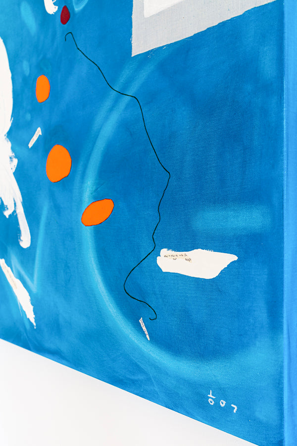 Sky-Blue Abstract Original Oil & Acrylic Painting, Modern Canvas Wall Art Offering a Bright and Cheerful Atmosphere | Speculation (48"x48")