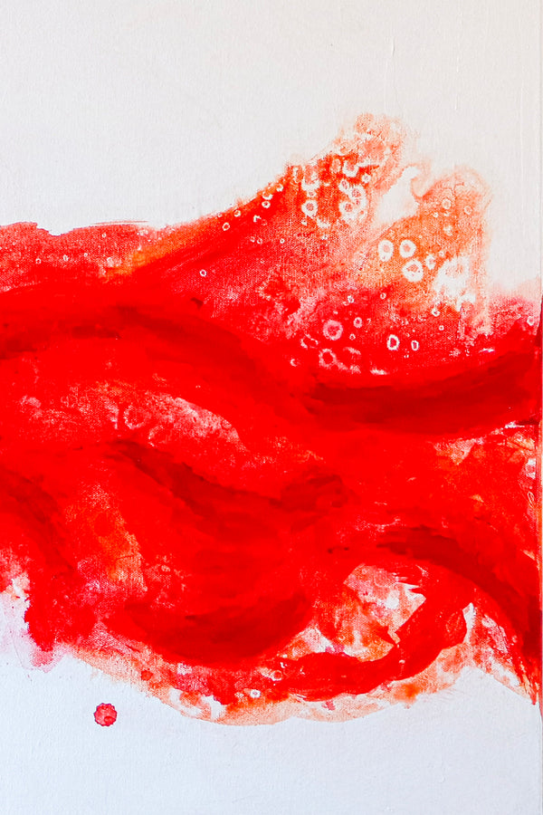 Vibrant Reddish-Orange Modern Original Abstract Acrylic Painting, Large Canvas Wall Art | Splashing flow (2 Set)