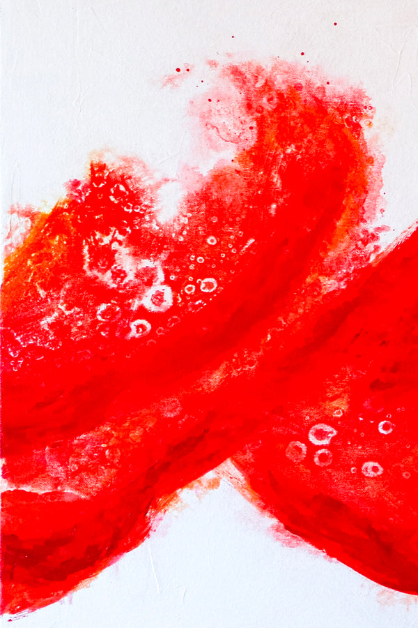 Vibrant Reddish-Orange Modern Original Abstract Acrylic Painting, Large Canvas Wall Art | Splashing flow (2 Set)