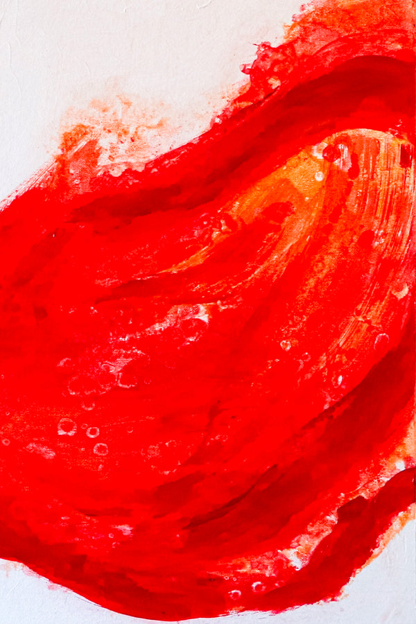 Vibrant Reddish-Orange Modern Original Abstract Acrylic Painting, Large Canvas Wall Art | Splashing flow (2 Set)