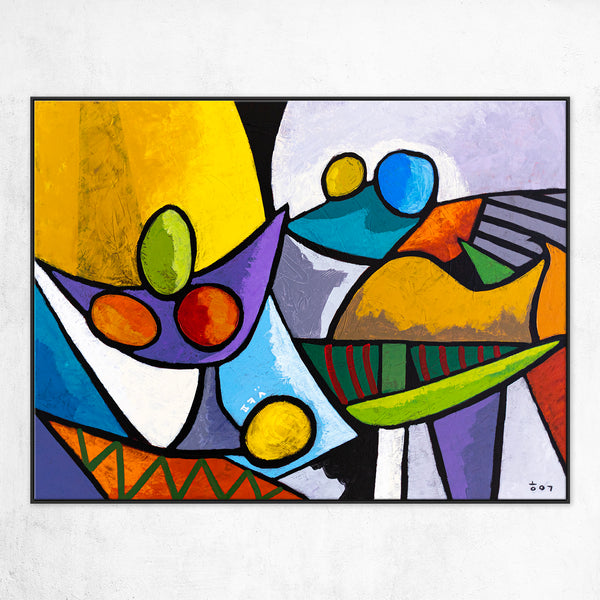 Colorful Original Abstract Painting, Modern Canvas Wall Art with Bright Colors | Still - Dul