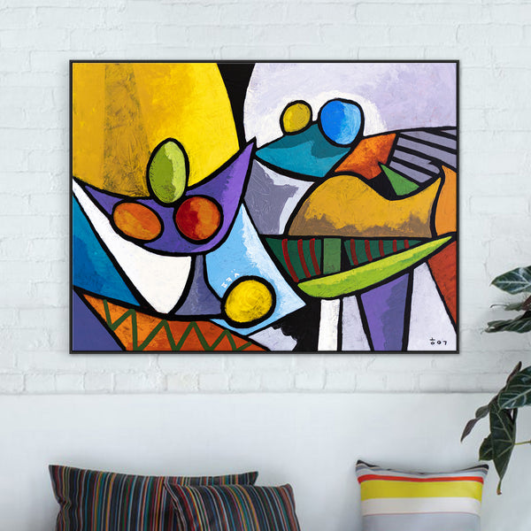 Colorful Original Abstract Painting, Modern Canvas Wall Art with Bright Colors | Still - Dul