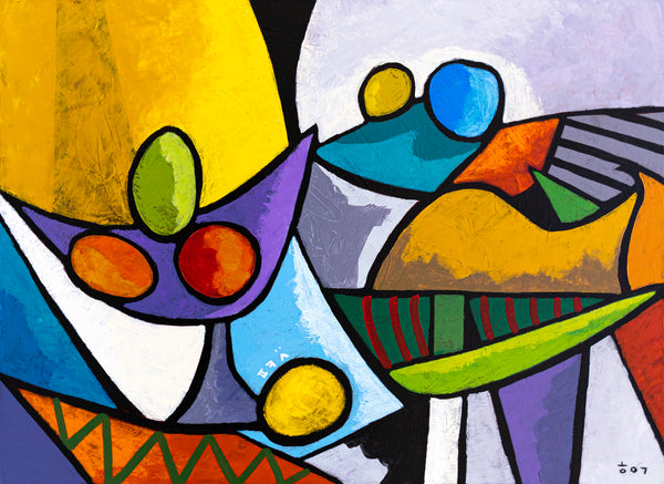 Colorful Original Abstract Painting, Modern Canvas Wall Art with Bright Colors | Still - Dul