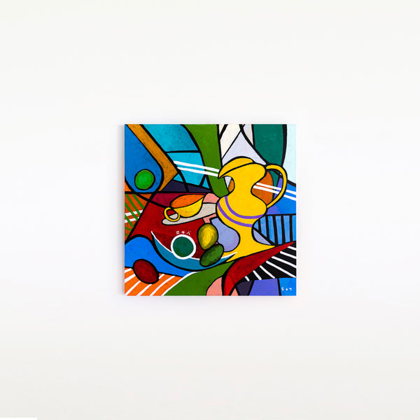 Geometric Original Abstract Painting, Bold Modern Canvas Wall Art in Bright Colors, Modern Take | Still-pop (40"x40")