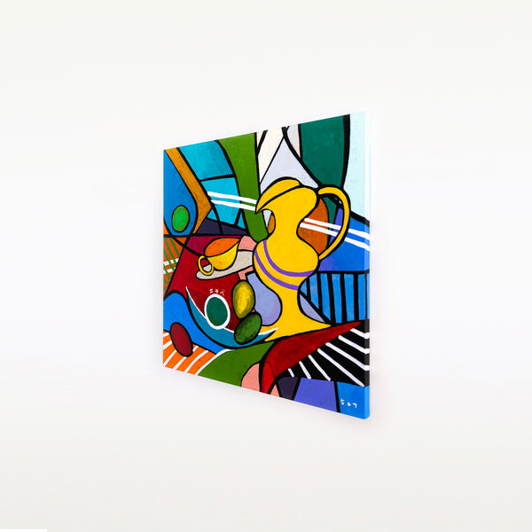 Geometric Original Abstract Painting, Bold Modern Canvas Wall Art in Bright Colors, Modern Take | Still-pop (40"x40")