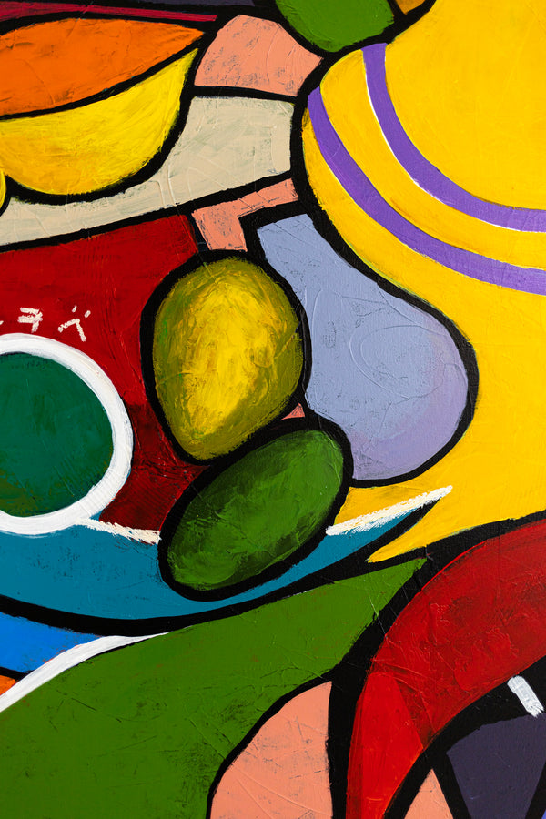 Geometric Original Abstract Painting, Bold Modern Canvas Wall Art in Bright Colors, Modern Take | Still-pop (40"x40")
