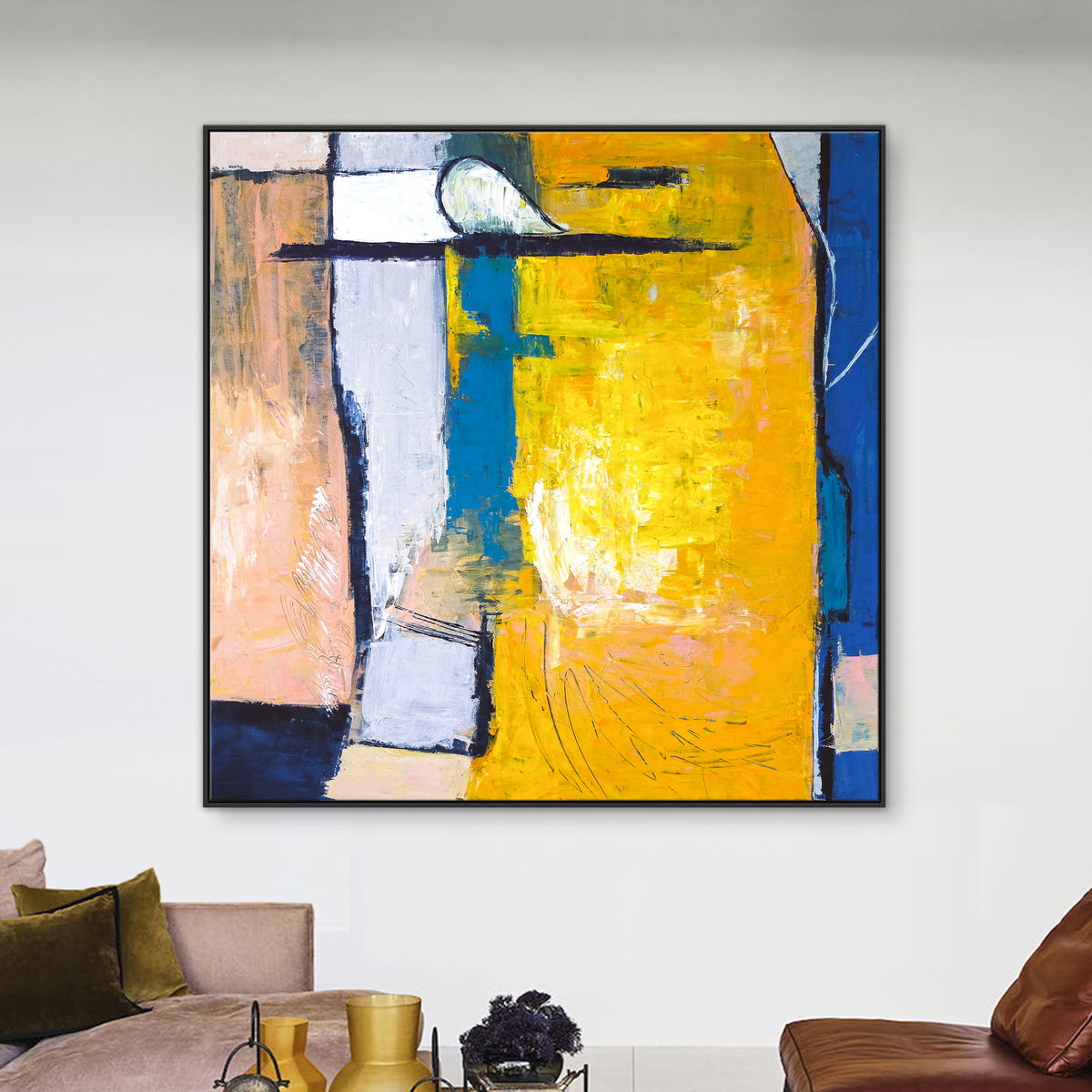 Found in light Abstract Fine Art Canvas, Abstract Art, Contemporary outlet Art, Modern Yellow Blue Painting, Expressionism Canvas Print,