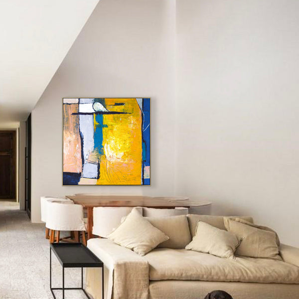 Vibrant Blend in Modern Original Abstract Acrylic Painting, Large Expressionist Canvas Acrylic Wall Art | Suburban