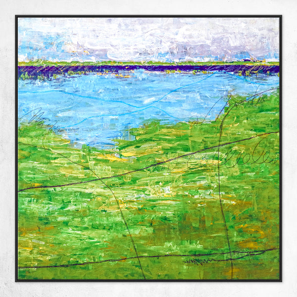 Original Acrylic Modern Abstract Painting, Large Green Canvas Art of Echoes the Simplicity of Summer | Summer green