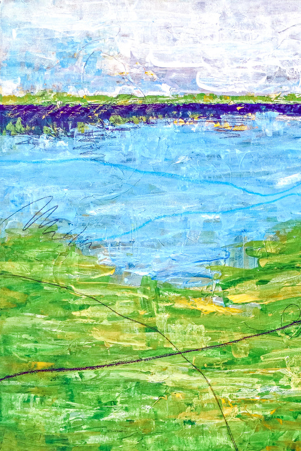 Original Acrylic Modern Abstract Painting, Large Green Canvas Art of Echoes the Simplicity of Summer | Summer green