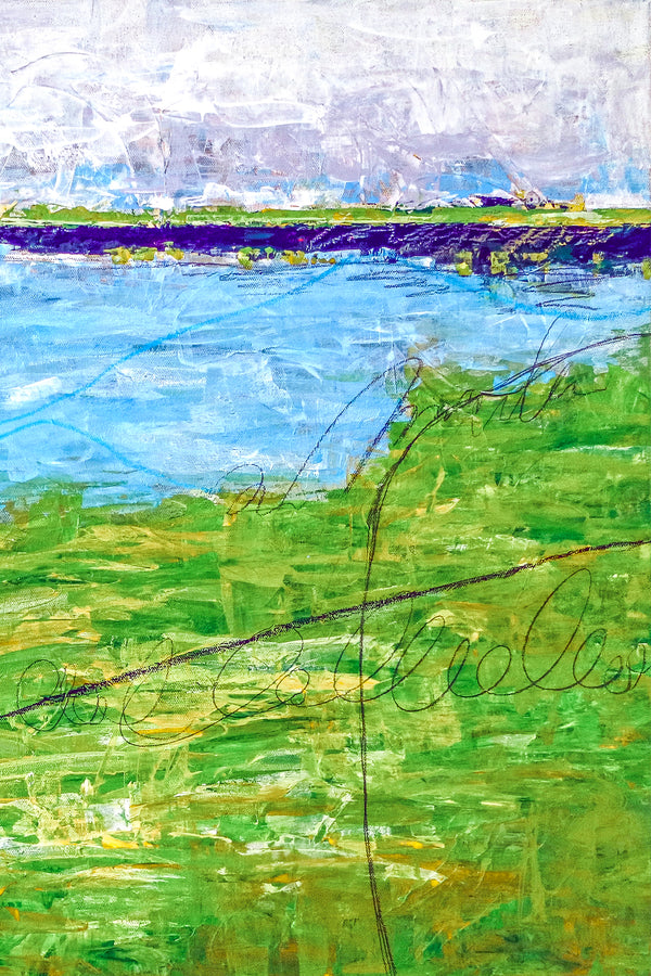 Original Acrylic Modern Abstract Painting, Large Green Canvas Art of Echoes the Simplicity of Summer | Summer green