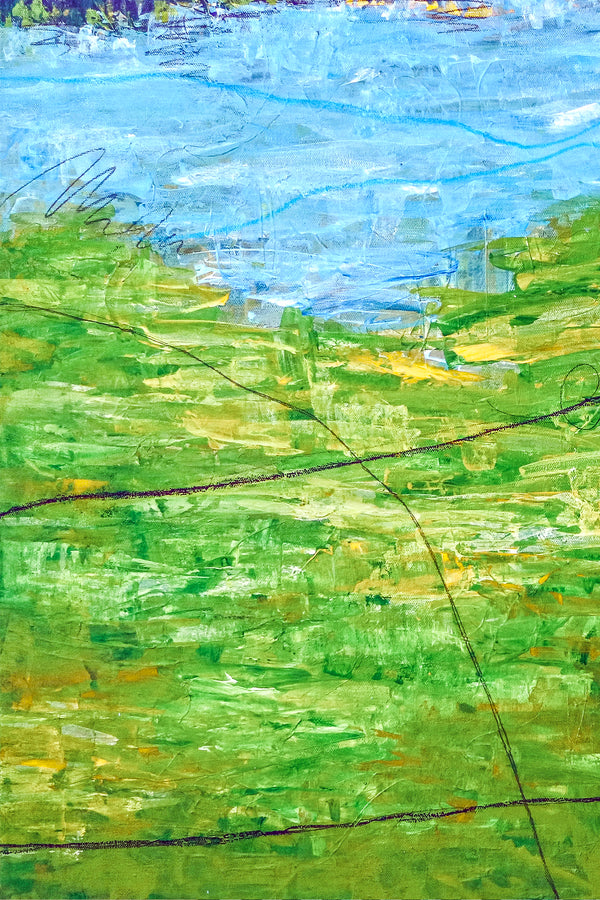 Original Acrylic Modern Abstract Painting, Large Green Canvas Art of Echoes the Simplicity of Summer | Summer green