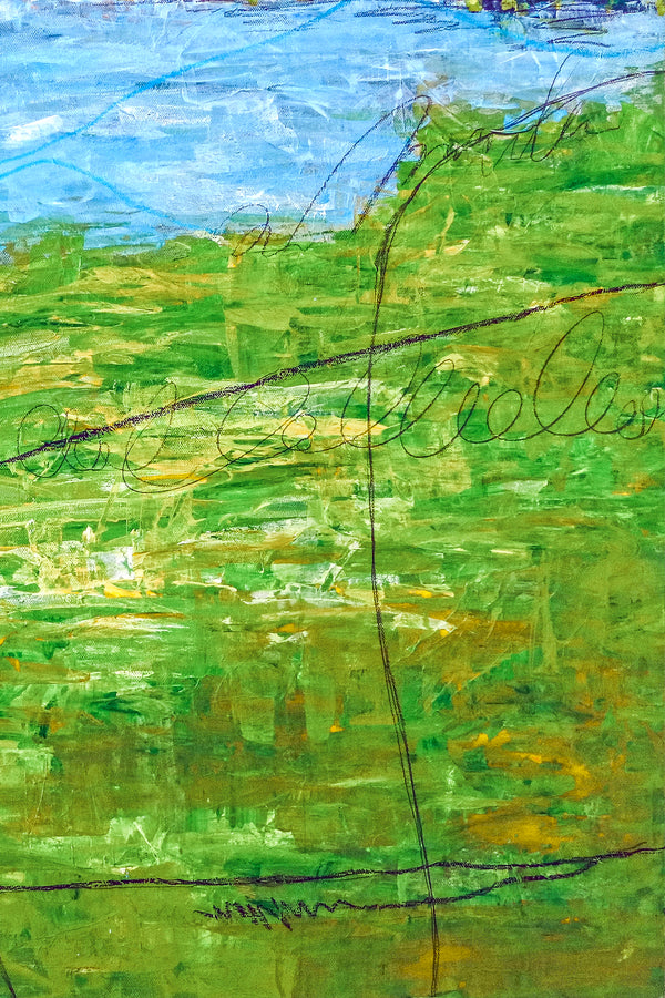 Original Acrylic Modern Abstract Painting, Large Green Canvas Art of Echoes the Simplicity of Summer | Summer green