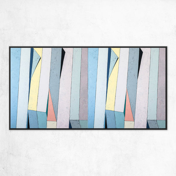 Contemporary Minimal Abstract Painting in Acrylic, Original Modern Canvas Wall Art | Summer deck (Horizontal Ver.)