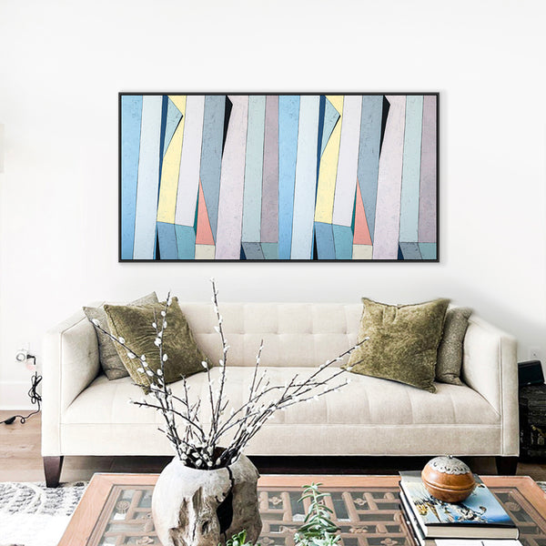 Contemporary Minimal Abstract Painting in Acrylic, Original Modern Canvas Wall Art | Summer deck (Horizontal Ver.)