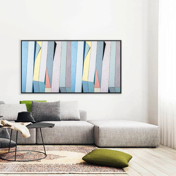 Contemporary Minimal Abstract Painting in Acrylic, Original Modern Canvas Wall Art | Summer deck (Horizontal Ver.)