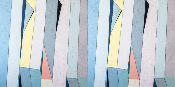 Contemporary Minimal Abstract Painting in Acrylic, Original Modern Canvas Wall Art | Summer deck (Horizontal Ver.)