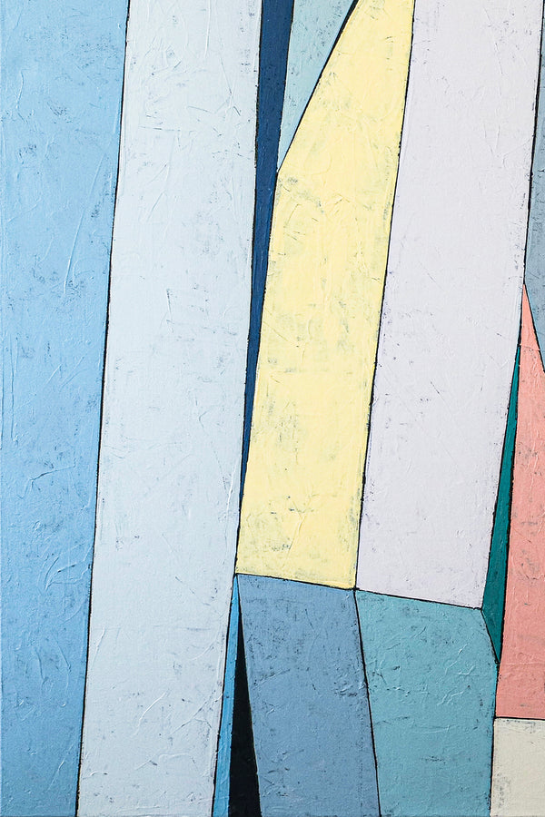 Contemporary Minimal Abstract Painting in Acrylic, Original Modern Canvas Wall Art | Summer deck (Horizontal Ver.)