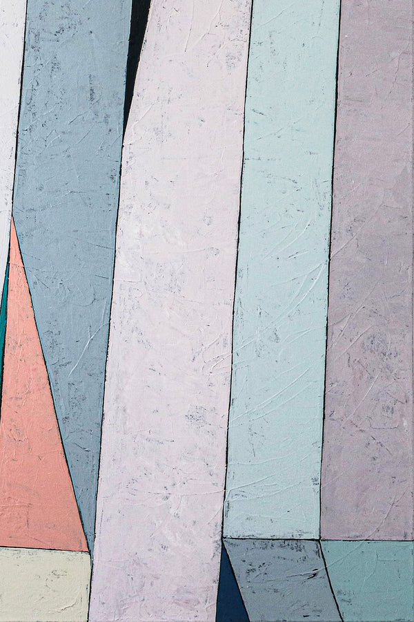 Contemporary Minimal Abstract Painting in Acrylic, Original Modern Canvas Wall Art | Summer deck (Horizontal Ver.)