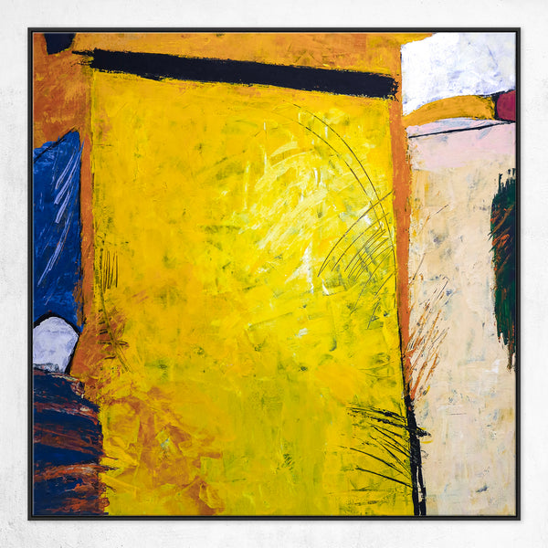 Vibrant California-Inspired Large Abstract Acrylic Original Painting, Playful Yellow Canvas Wall Art | Sunshine