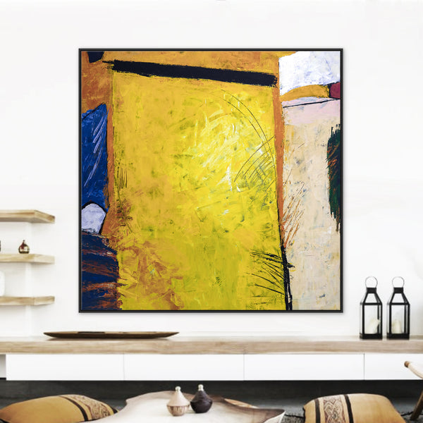 Vibrant California-Inspired Large Abstract Acrylic Original Painting, Playful Yellow Canvas Wall Art | Sunshine