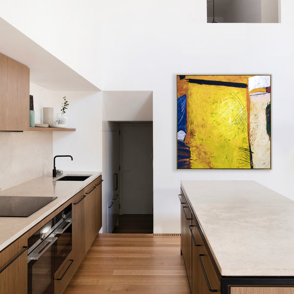 Vibrant California-Inspired Large Abstract Acrylic Original Painting, Playful Yellow Canvas Wall Art | Sunshine