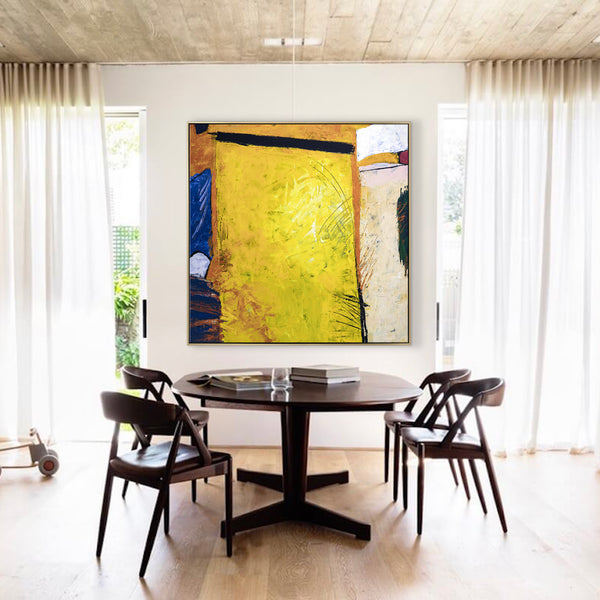 Vibrant California-Inspired Large Abstract Acrylic Original Painting, Playful Yellow Canvas Wall Art | Sunshine