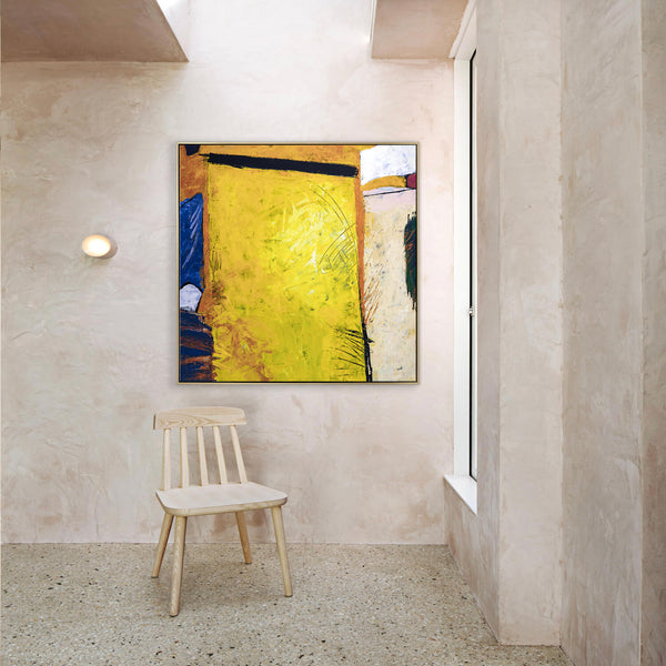 Vibrant California-Inspired Large Abstract Acrylic Original Painting, Playful Yellow Canvas Wall Art | Sunshine