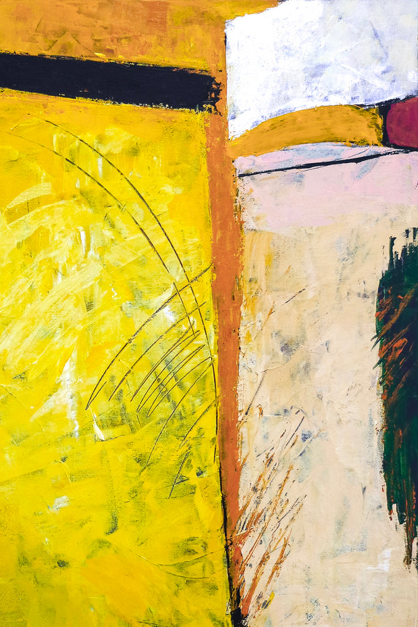 Vibrant California-Inspired Large Abstract Acrylic Original Painting, Playful Yellow Canvas Wall Art | Sunshine