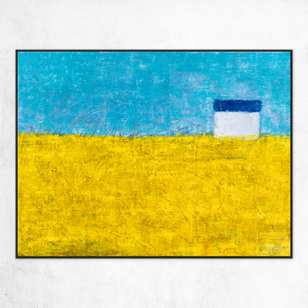 Landscape Original Abstract Yellow Acrylic Painting, Modern Large Canvas Wall Art | Sweet lonely (Horizontal Ver.)
