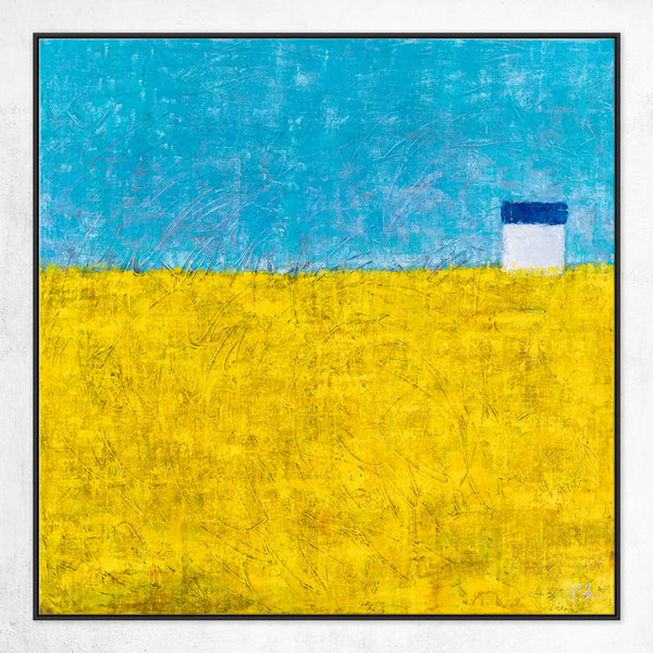 Landscape Original Abstract Yellow Painting in Acrylic, Modern Contemporary Large Canvas Wall Art | Sweet lonely