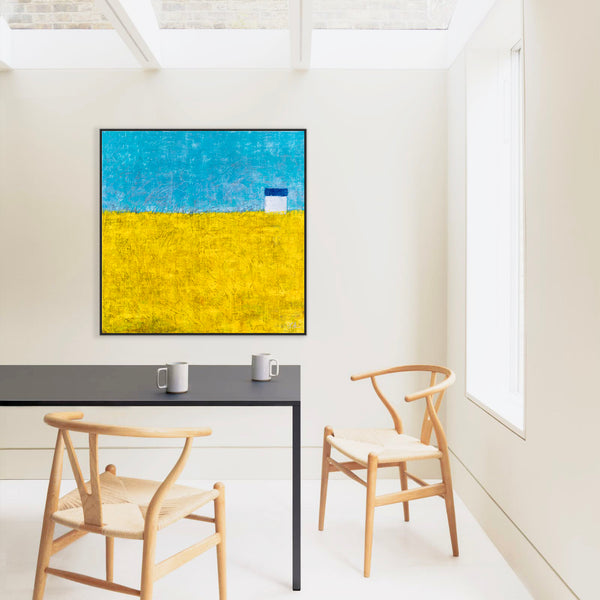 Landscape Original Abstract Yellow Painting in Acrylic, Modern Contemporary Large Canvas Wall Art | Sweet lonely
