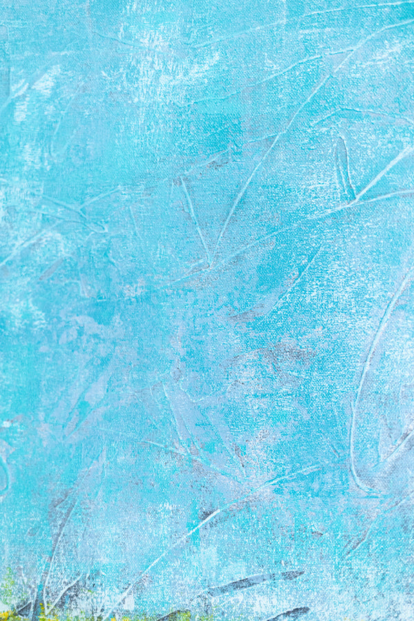 Landscape Original Abstract Yellow Painting in Acrylic, Modern Contemporary Large Canvas Wall Art | Sweet lonely