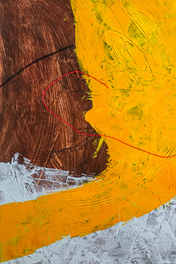 Brown and Yellow Abstract Original Acrylic Painting, Modern & Minimalist Canvas Wall Art | Synthesis (Square Ver.)