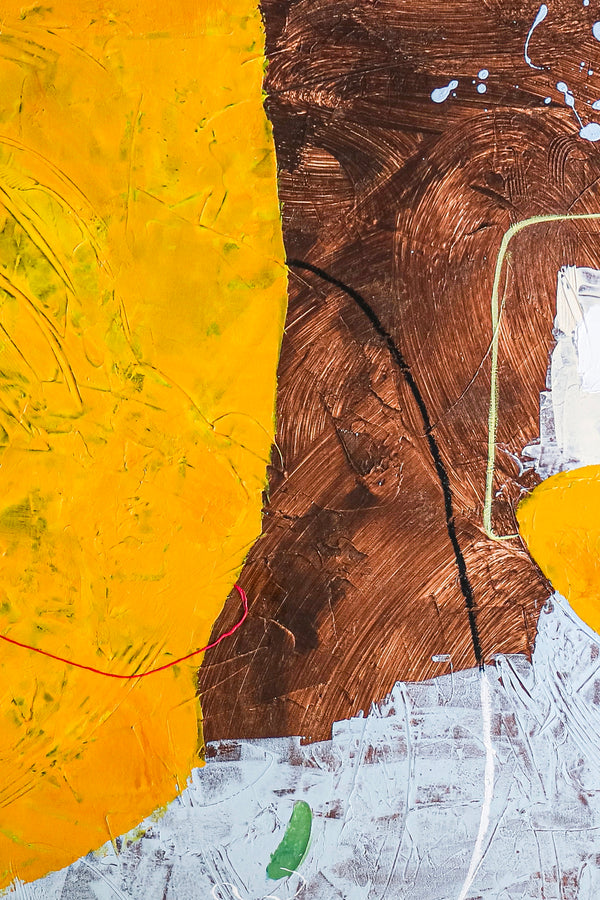 Brown and Yellow Abstract Original Acrylic Painting, Modern Canvas Wall Art in Minimalistic Composition | Synthesis