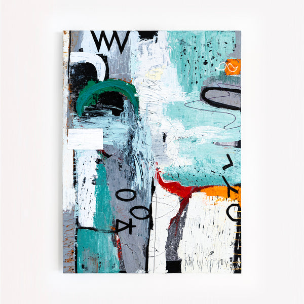 Dynamic Modern Abstract Painting, Mystique of Turquoise Modern Canvas Wall Art | Tajny (36"x48" )