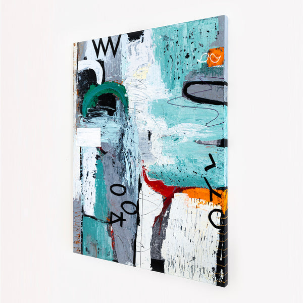 Dynamic Modern Abstract Painting, Mystique of Turquoise Modern Canvas Wall Art | Tajny (36"x48" )