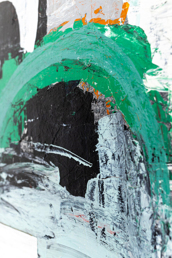 Dynamic Modern Abstract Painting, Mystique of Turquoise Modern Canvas Wall Art | Tajny (36"x48" )