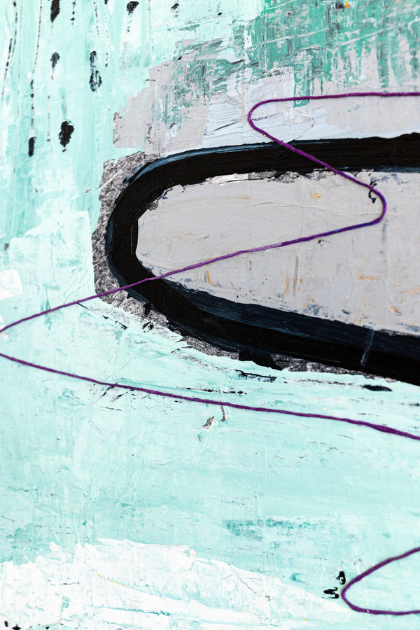 Dynamic Modern Abstract Painting, Mystique of Turquoise Modern Canvas Wall Art | Tajny (36"x48" )