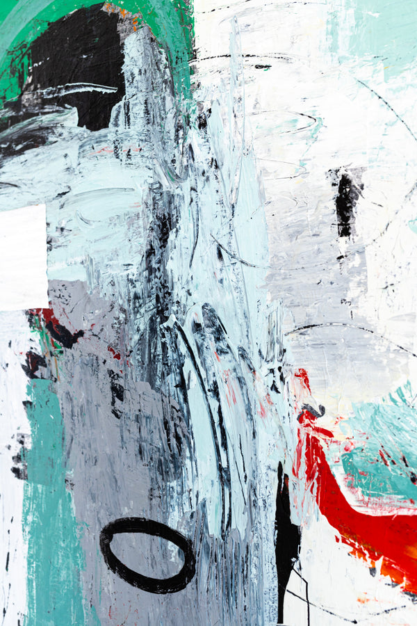 Dynamic Modern Abstract Painting, Mystique of Turquoise Modern Canvas Wall Art | Tajny (36"x48" )