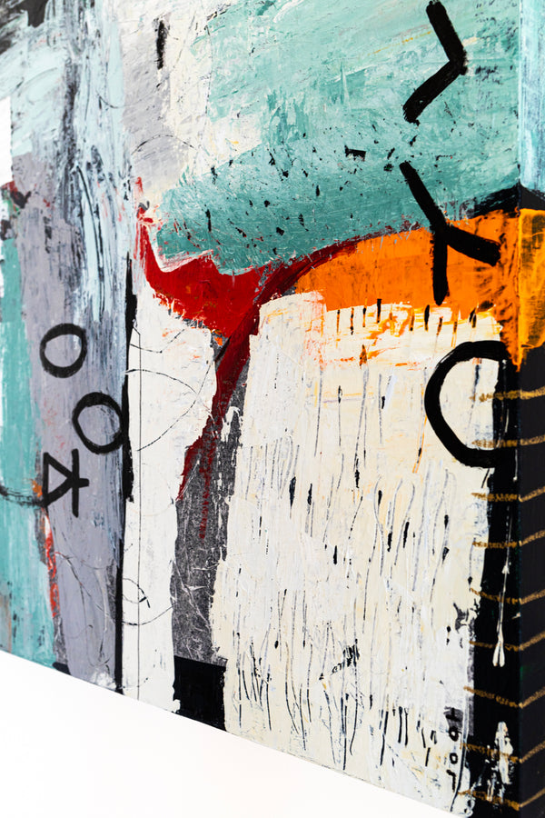 Dynamic Modern Abstract Painting, Mystique of Turquoise Modern Canvas Wall Art | Tajny (36"x48" )