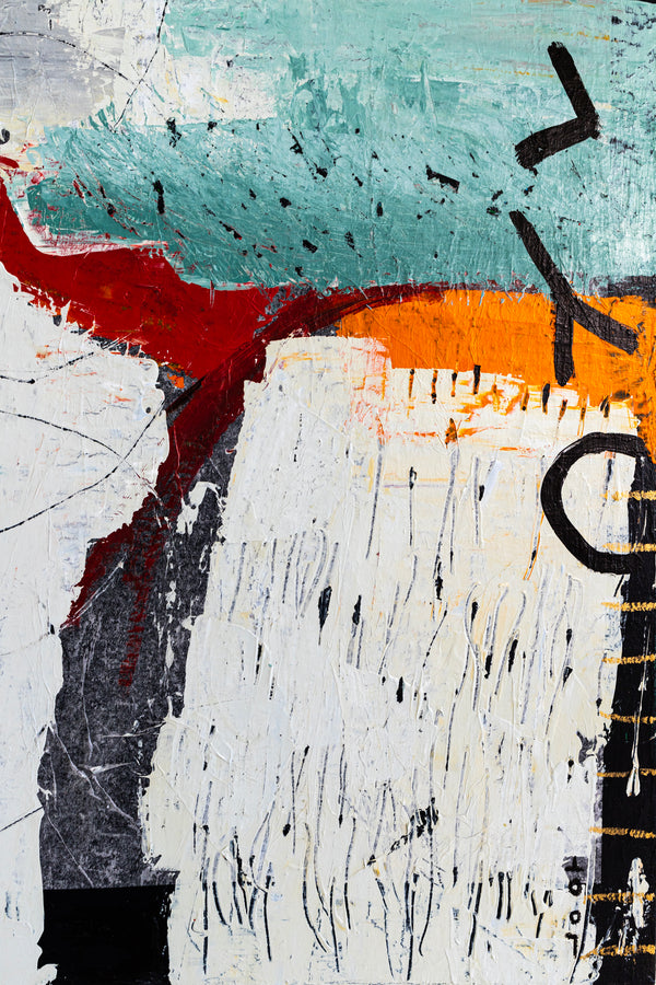 Dynamic Modern Abstract Painting, Mystique of Turquoise Modern Canvas Wall Art | Tajny (36"x48" )