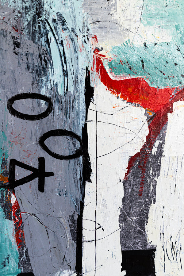 Dynamic Modern Abstract Painting, Mystique of Turquoise Modern Canvas Wall Art | Tajny (36"x48" )