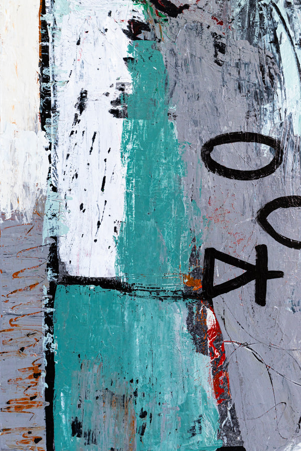 Dynamic Modern Abstract Painting, Mystique of Turquoise Modern Canvas Wall Art | Tajny (36"x48" )