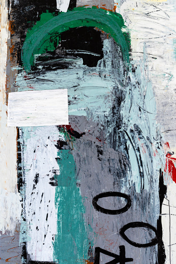 Dynamic Modern Abstract Painting, Mystique of Turquoise Modern Canvas Wall Art | Tajny (36"x48" )