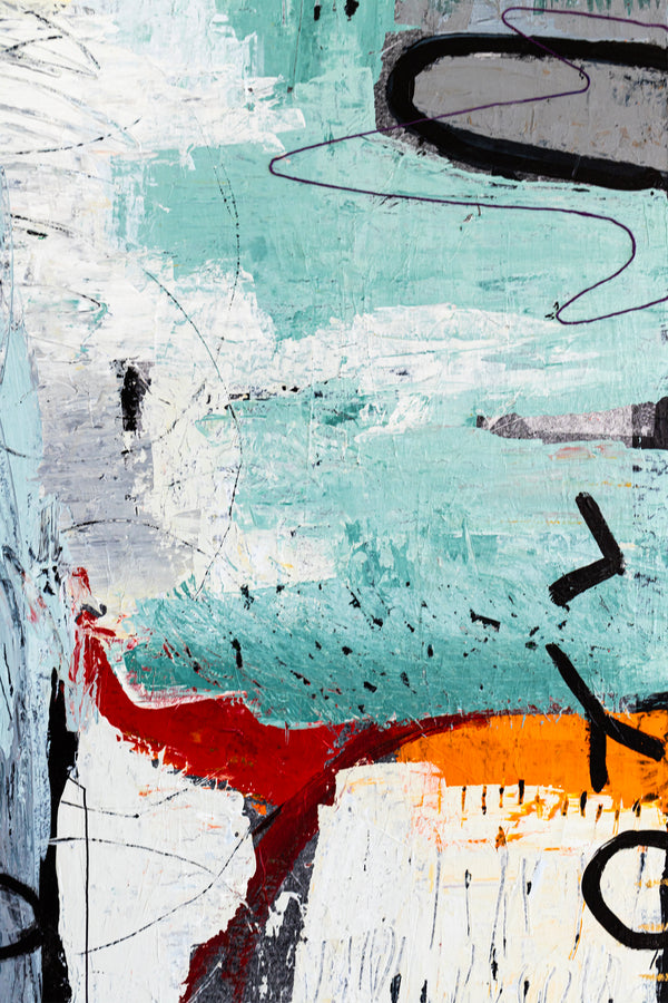 Dynamic Modern Abstract Painting, Mystique of Turquoise Modern Canvas Wall Art | Tajny (36"x48" )