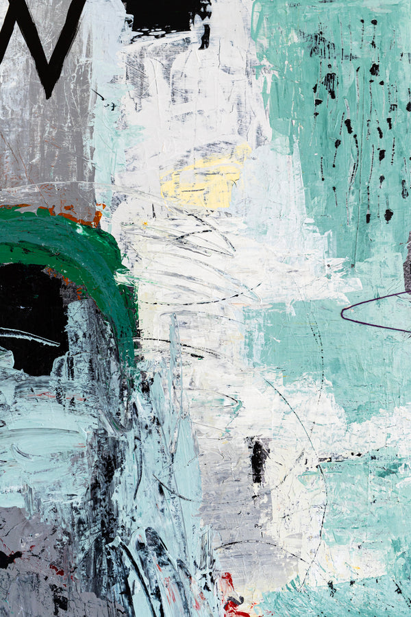 Dynamic Modern Abstract Painting, Mystique of Turquoise Modern Canvas Wall Art | Tajny (36"x48" )