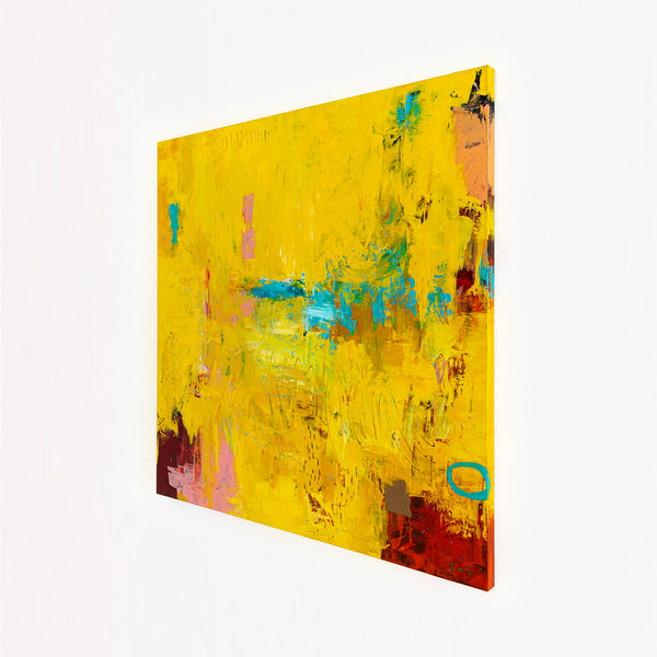 Original Modern Abstract Expressionism Painting, Contemporary Wall Art with Yellow Theme for Large Spaces | Teich II (48"x48")
